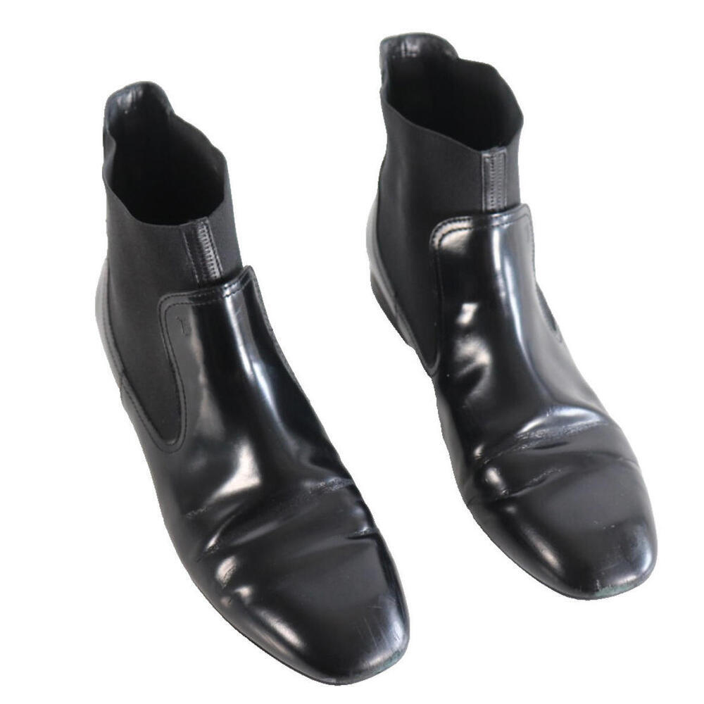 Tod's Women 40 Black Patent Leather Ankle Chelsea Boots Made In Italy